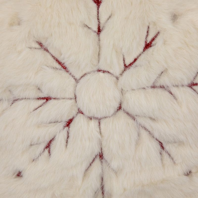 Northlight 13" White Snowflake Embroidered Plush Christmas Throw Pillow, 4 of 7
