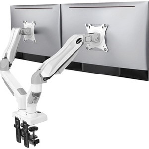 HUANUO Dual Monitor Stand, Fully Adjustable Desk Mount for 13-32 Inch Screens, C Clamp & Grommet Base, Each Arm Holds 4.4-19.8lbs, White - 1 of 4