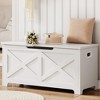39.4" Storage Chest, Wooden Storage Bench with Safety Hinge, Easy Assembly, Farmhouse Style Large Toy Chest for Entryway, Living Room, Bedroom - 2 of 4
