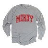 Simply Sage Market Merry Varsity Thick Outline Garment Dyed Long Sleeve - 2 of 4