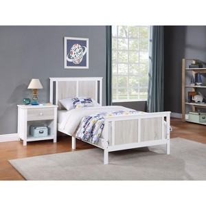 PAGED Twin Size Toddler Bed Wooden Baby Bed Frame with Reversible Panel, Headboard and Footboard for Bedroom - 1 of 4