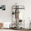 Corner Hall Tree With Shoe Bench Entryway, Corner Coat Rack With 6 Double Hooks, Corner Clothes Rack With Corner Tree With Shoe Bench Shelf - 4 of 4