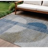 Denim Blue And Ivory Geometric Washable Indoor Outdoor Area Rug - 2 of 4