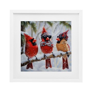 Stupell Industries Row of Cool Cardinals Framed Print Under Glass Art - 1 of 4
