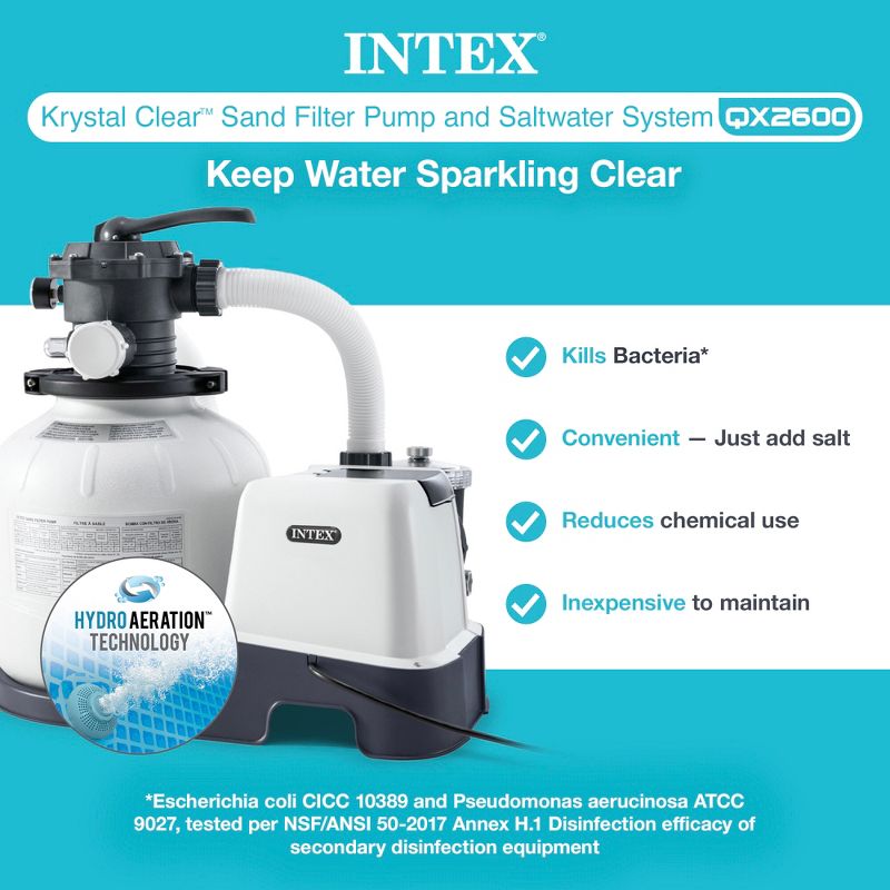 Intex 26679EG 16-Inch 2,150 GPH  Krystal Clear Saltwater System and Sand Filter Pump with Automatic Timer and GFCI for Above Ground Pools, Gray, 5 of 8