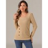 Allegra K Women's Casual Long Sleeve Button Decor Square Neck Sweater Top - 4 of 4