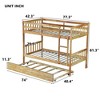 NicBex Twin Over Twin Bunk Bed with Trundle and Guardrail,Rubber Wood Twin Loft Bed with Ladder with Entrapment Barrier,Bunk Beds for Bedroom,Natural - 3 of 4