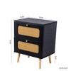 LIVAREEmlen 2-drawer Rattan Nightstand for Bedroom and Living Room, End Table, Side Table with 2 Hand Made Rattan Decorated Drawers - 2 of 4