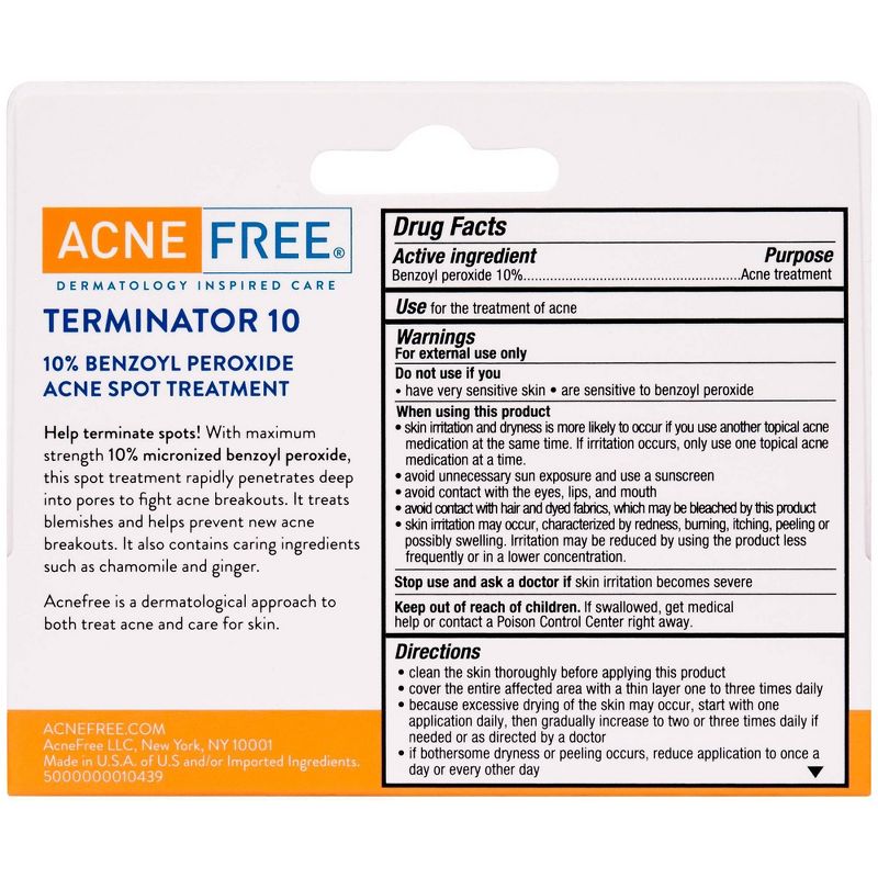 AcneFree Severe Acne Spot Treatment Terminator 10 with 10% Benzoyl Peroxide  - 1 fl oz, 4 of 9