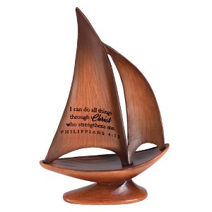 Dicksons SBR-5 I Can Do All Things Inspirational Woodgrain 8.5 x 5.2 Resin Decorative Collectible Figurine Sailboat Statue - 1 of 1