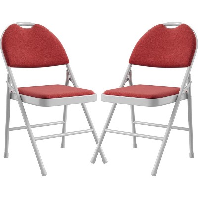 Metal Foldable Chair with Cushion and Non-Slip Feet Pads, Linen Party Chairs for Indoors and Outdoors, Meeting Room