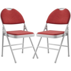 Metal Foldable Chair with Cushion and Non-Slip Feet Pads, Linen Party Chairs for Indoors and Outdoors, Meeting Room - 1 of 4