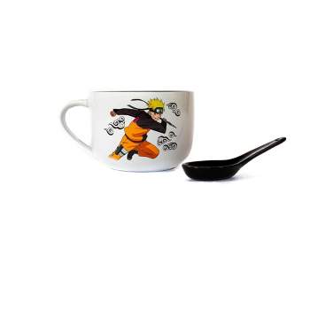 Just Funky Naruto Anime Ceramic Ramen Soup Mug with Spoon - Awesome 20 oz Coffee Cup for Office