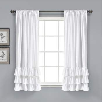 Home Boutique Allison Ruffle Window Curtain Panels White 40X63 Set