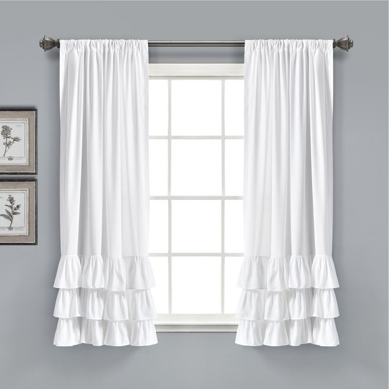 Home Boutique Allison Ruffle Window Curtain Panels White 40X63 Set, 1 of 2