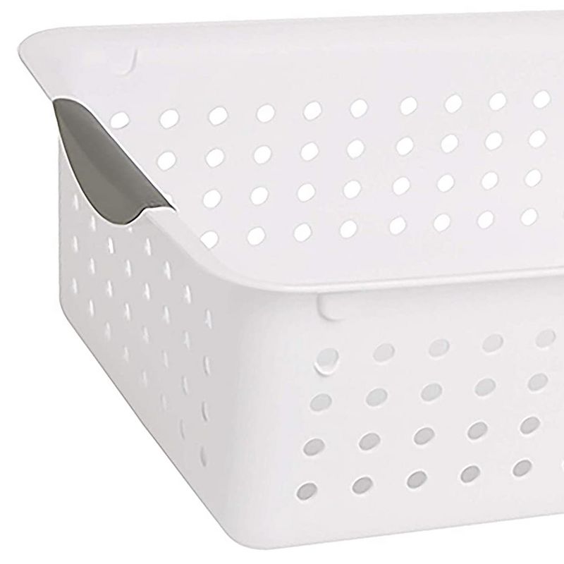 Sterilite Ultra Ventilated Open Top Plastic Storage Organizer Basket with Gray Contoured Carrying Handles, 6 of 8