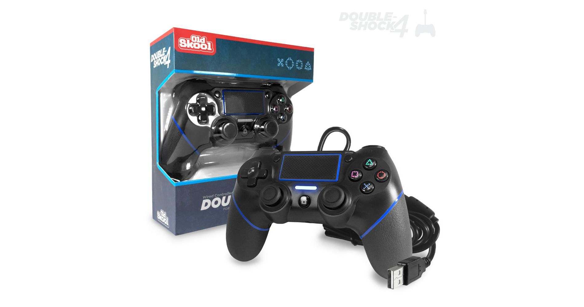 Old Skool Double-Shock 4 Controller for PlayStation 4 (BLACK)