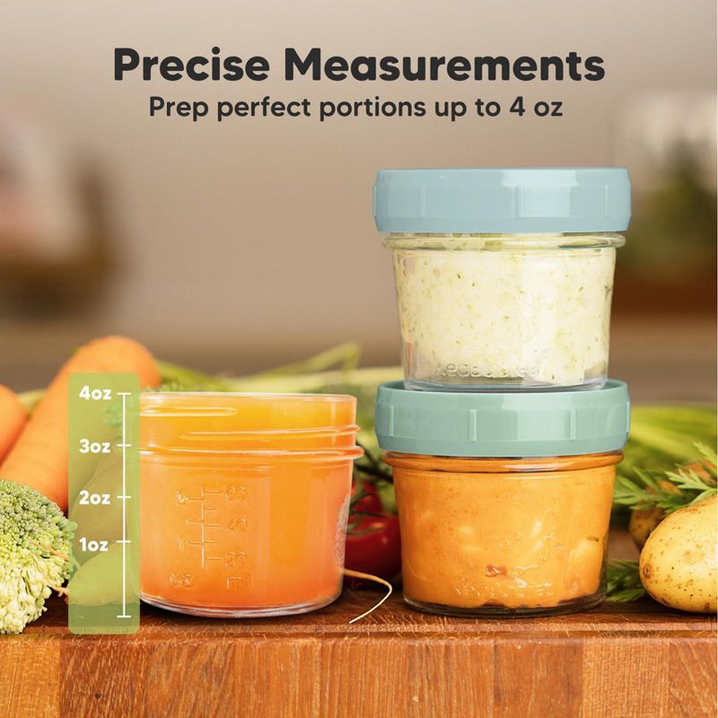 6pk Prep Baby Food Storage Containers, 4 oz Leak-Proof, BPA Free Glass Baby Food Jars for Feeding, 4 of 11