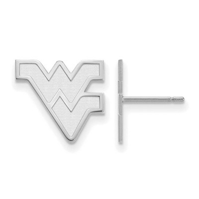Black Bow Jewelry 14k White Gold West Virginia Mountaineers NCAA Post Earrings