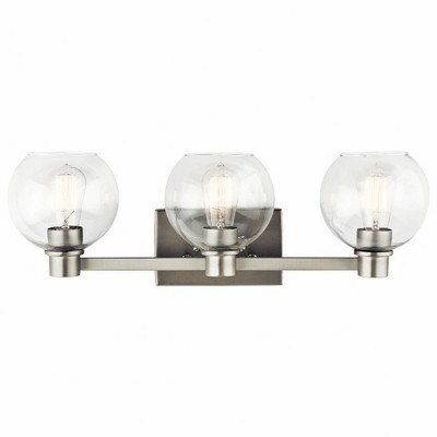 Harmony 24.5" Brushed Nickel 3-Light Vanity with Clear Glass Shades