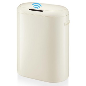 Automatic Motion Sensor Trash Can 50L/13.2Gal, Touchless Slim Garbage Bin with Soft Close Lid, White for Kitchen Bathroom Office - 1 of 4