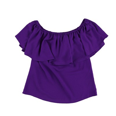 bar III Womens Ruffled Off the Shoulder Blouse