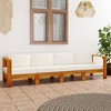 vidaXL Modern Acacia Wood 4-Seater Lounge Set with Cream White Cushions - Ideal for Garden, Patio, Balcony - Comfortable Outdoor Wooden Furniture - 2 of 4