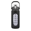 NewHome "64oz Motivational Glass Water Bottle with Time Markers, Straw, Silicone Sleeve & Handle for Gym" Black - 2 of 4