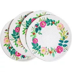 Round 13" Cotton Floral Placemats Set of 4 Dining Table Mat for Kitchen Party Decor