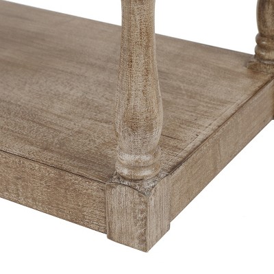 Beige Linen Upholstered Bench with Storage Shelf