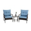 VASIP Patio Bistro Sets 3 Piece, Rattan Front Porch Chairs with Cushions & Coffee Table, Conversation Set for Garden, Balcony, Poolside - 2 of 4