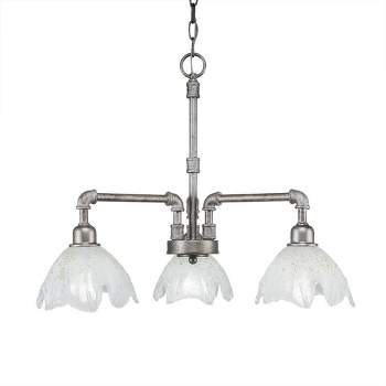 Toltec Lighting Vintage 3 - Light Chandelier in  Aged Silver with 7" Gold Ice Shade