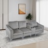 Aortzio 92.33"W 3-Seater Upholstery Convertible Sectional Corduroy Sofa With USB Port,2 Cup Holders - 3 of 4