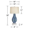 Possini Euro Design Teresa Modern Table Lamp with Square White Marble Riser 31" Tall Teal Ceramic Beige Drum Shade for Bedroom Living Room Nightstand - 4 of 4