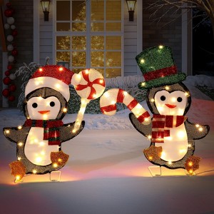 Karl Home 2pcs 2D Penguins with Candy Canes Christmas Decoration - 1 of 4