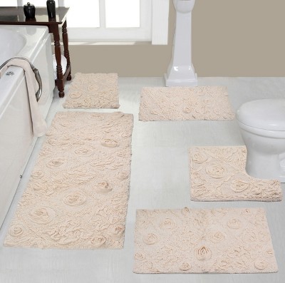 Modesto Collection Cotton Tufted Set of 5 Bath Rug Set - Home Weavers