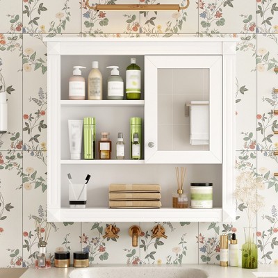 VYNXARIA 32'' Wall-Mounted Bathroom Cabinet with Mirror & 4 Adjustable Shelves.