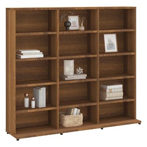 CLIHOME Media Storage Cabinet, 5-layer DVD/CD Shelf, Freestanding Decorative Bookshelf for 15 Compartments - 1 of 4