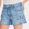 Girls' Star Applique Mid-Rise Cut-Off Denim Shorts - art class™ Blue - 4 of 4