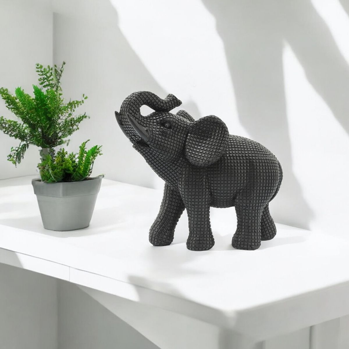 Sagebrook Home 7" Elephant Sculpture - Decorative Polyresin Elephant Statue For Home Decor - Table Accent, Desktop Figurine