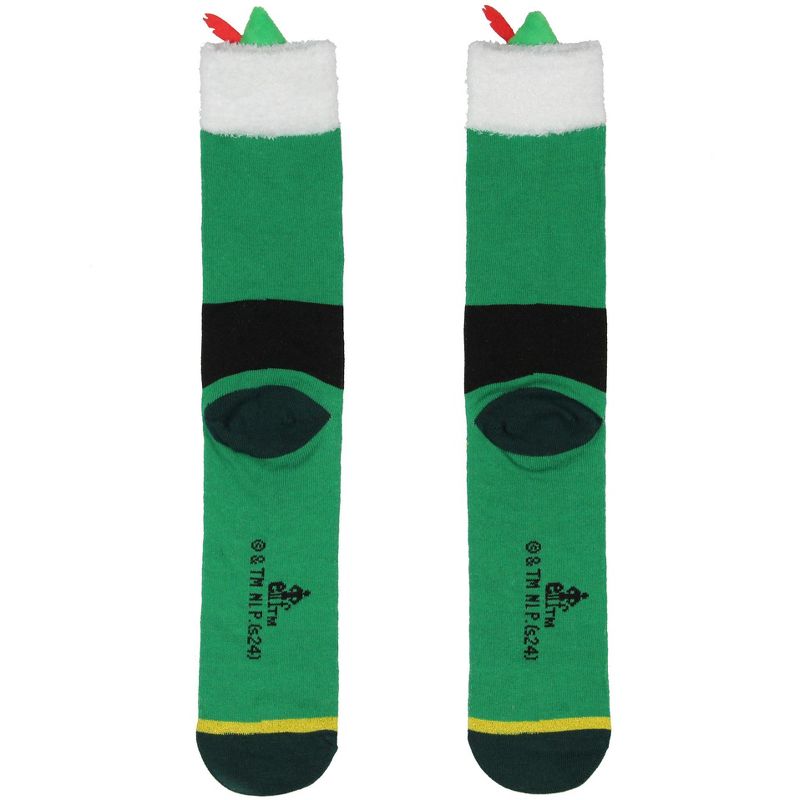 Elf The Movie Buddy 3D Costume Design Men's Crew Socks With Felt Hat and Feather Green, 3 of 5