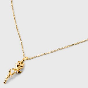 14K Gold Plated Rose Pendant Necklace - A New Day™: Brass, Cubic Zirconia, 16" Length, Lobster Claw Clasp - 1 of 4