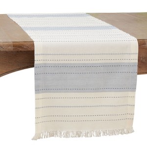 Saro Lifestyle Striped Dobby Design Dining Table Runner, Blue, 14" x 72" - 1 of 3