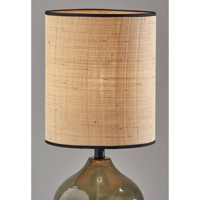 Emma 23.5'' Green Glass Table Lamp with Rattan Shade