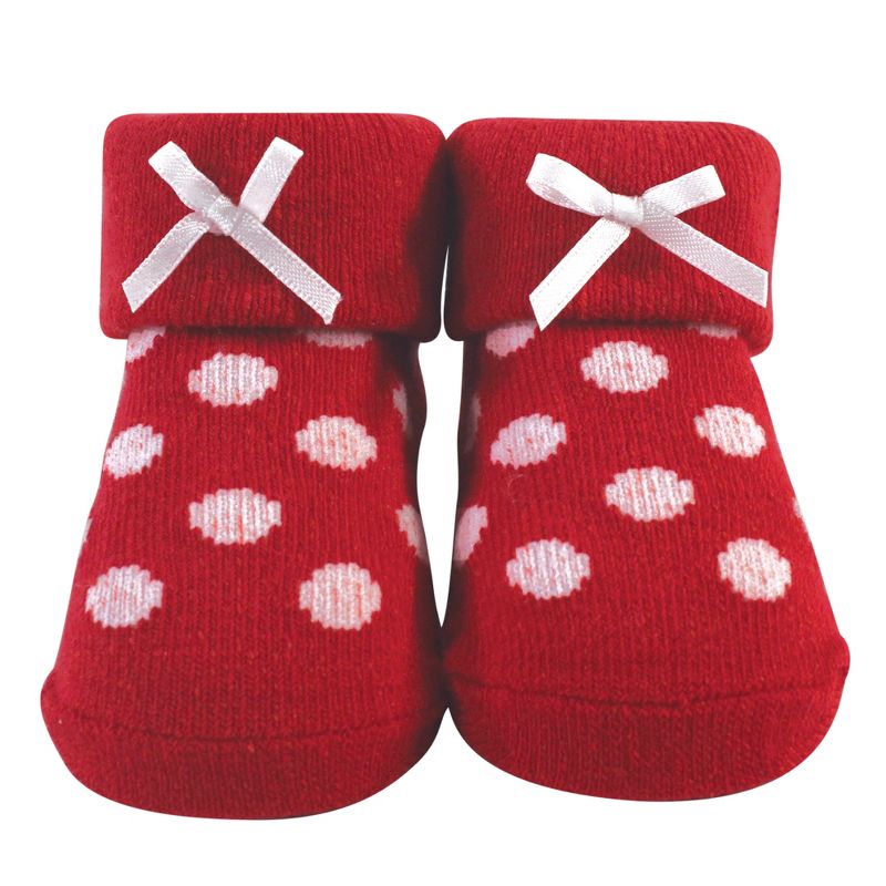Hudson Baby Infant Girl Socks Boxed Giftset, Red White Stripe, One Size, 5 of 7