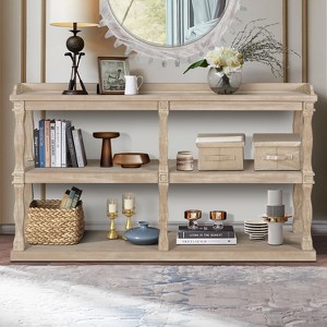 NicBex Rustic Solid Wood Entryway Table with Storage Drawers,Fluted Design Entryway Table with Metal Legs,Foyer Tables for Entryway,Hallway - 1 of 4