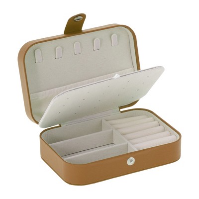 Unique Bargains PU Travel Jewelry Box for Women Display Storage Jewelry Earrings Rings Necklace