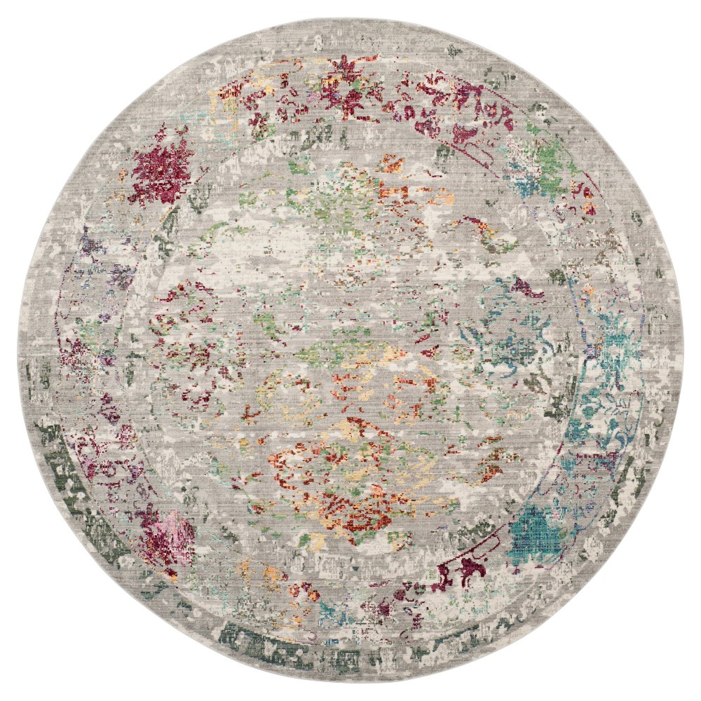 6'7inx6'7in Round Arvilla Loomed Rug Gray/Multi Round - Safavieh