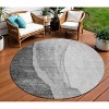 Gray Charcoal And Silver Abstract Washable Indoor Outdoor Area Rug - 2 of 4