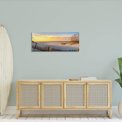 Panoramic Coastal Beach Sunrise Yellow Canvas Landscape Print